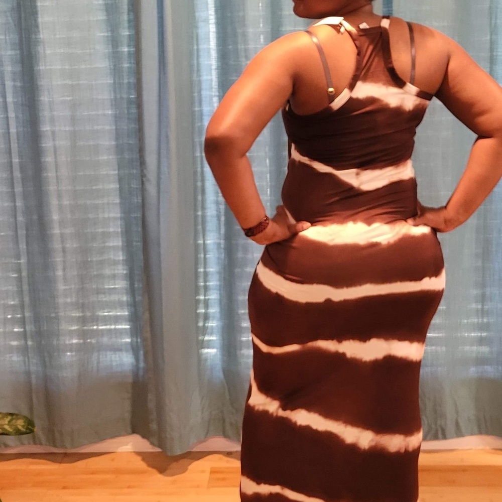 Brown tie dye maxi dress